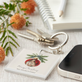 Llavero Elegant Watercolor Christmas Ornament Family Photo