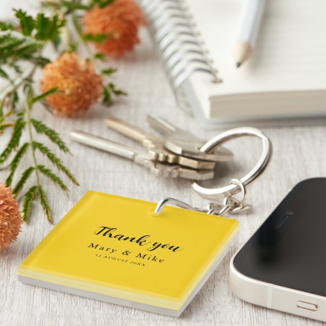 Llavero Elegant Yellow Thank You Keychain Gift Idea (Frente Derecha)