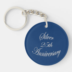 Llavero Elegante 25º Aniversario de Plata Personalizado   
