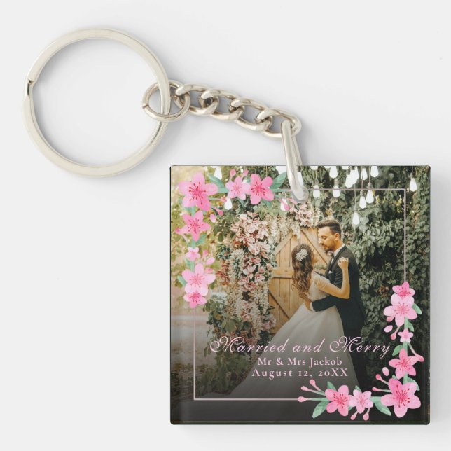 Llavero Elegante acuarela 1 Navidades de fotografía Rubor  (Frente)