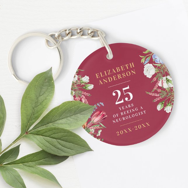 Llavero Elegante Aniversario De Flores Blancas Y Rojas De  (Subido por el creador)