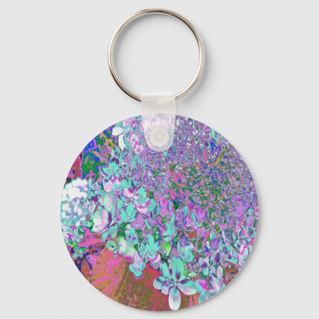 Llavero Elegante Aqua y Purple Limelight Hydrangea Detalle (Anverso)