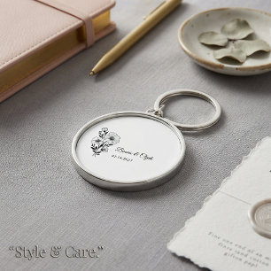 Llavero Elegante arte botánico floral en línea para boda d