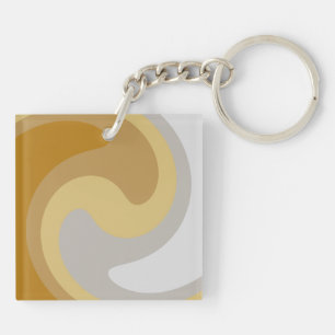 Llavero Elegante arte torrencial en amarillo dorado, gris