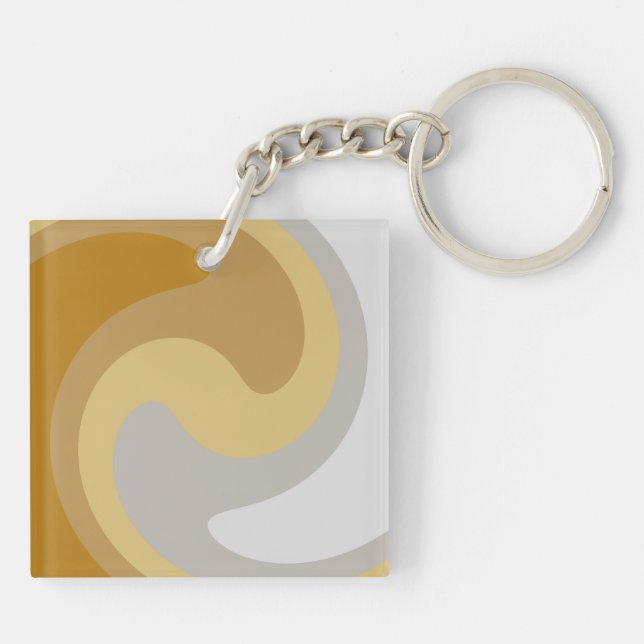 Llavero Elegante arte torrencial en amarillo dorado, gris  (Atrás)