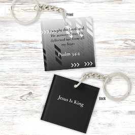 Llavero Elegante Bíblica Abstracta Negra y Gris Verse Arte