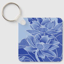 Elegante Blue Lotus Flowers Mandala Chinoiserie