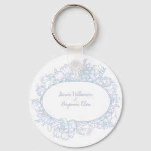 Llavero Elegante boda de casa abierta floral azul I