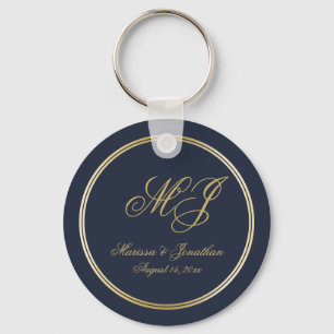 Llavero Elegante Boda de guiones de Monograma de la Marina