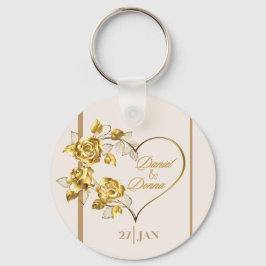 Llavero Elegante Boda dorado personalizado