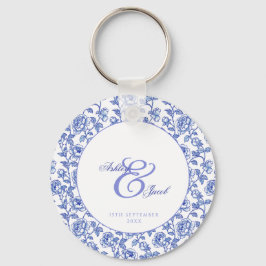 Llavero Elegante Boda y Ampersor Floral Azul