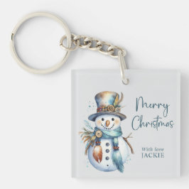 Llavero Elegante Boho Snowman Feliz Navidad