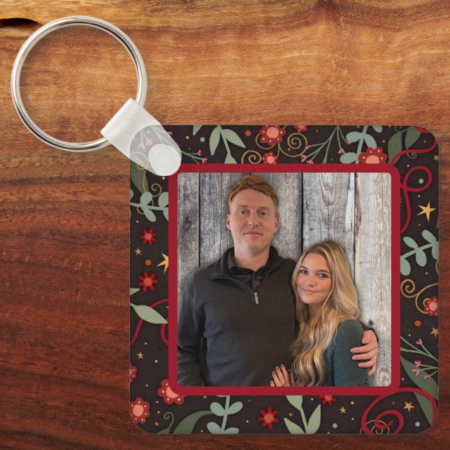 Llavero Elegante Bonito Floral Photo Names Inespirivitalid (Anverso)