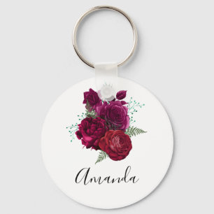 Llavero Elegante Bouquet Magenta Rosa Floral