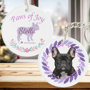 Llavero Elegante Bulldog Francés Lavanda   Personalizado