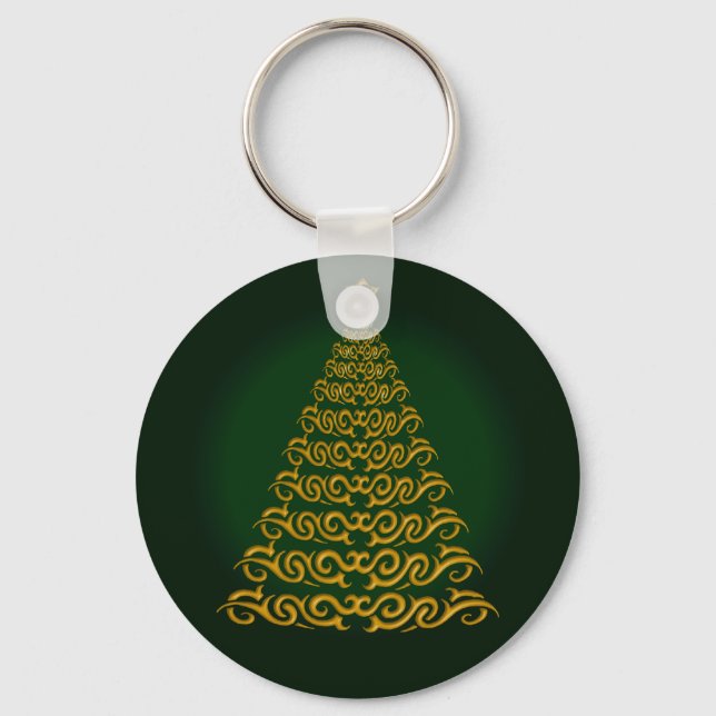 Llavero Elegante cadena de clave verde de árbol de Navidad (Anverso)