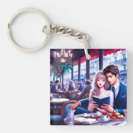 Llavero Elegante Cafe Parisiense Fecha: Un Escape Romántic