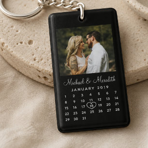 Llavero Elegante calendario del aniversario del Boda de fo