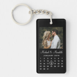 Llavero Elegante calendario del aniversario del Boda de fo