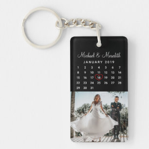 Llavero Elegante calendario del aniversario del Boda de fo
