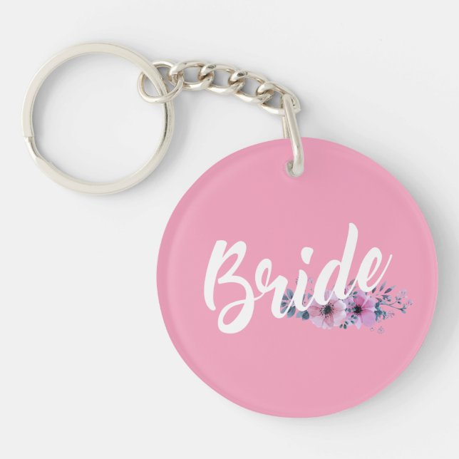 Llavero Elegante caligrafía Boda de novia | Keychain (Frente)