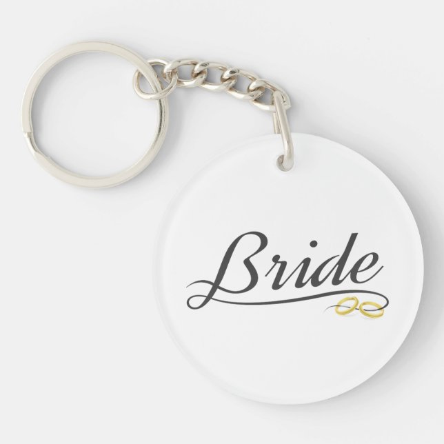 Llavero Elegante caligrafía Boda de novia | Keychain (Frente)