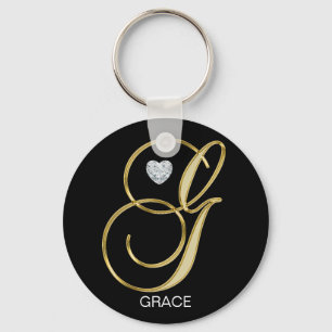 Llavero Elegante Carta Monogramada Gold Personalizada G