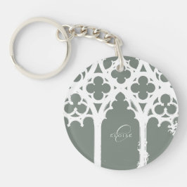 Llavero Elegante Chic Minimalista Tipografía Gótica Verde 