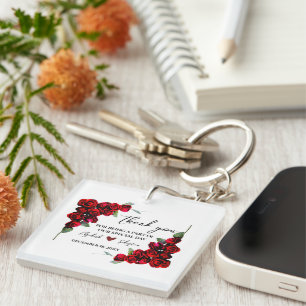Llavero Elegante Chic Romántico Rosas Rojas Floral