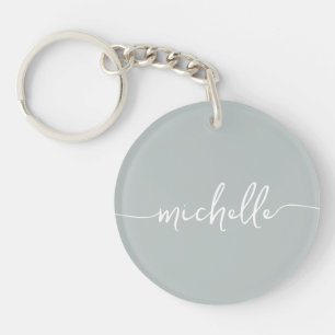 Llavero Elegante Chic Verde Sabio Monograma Script