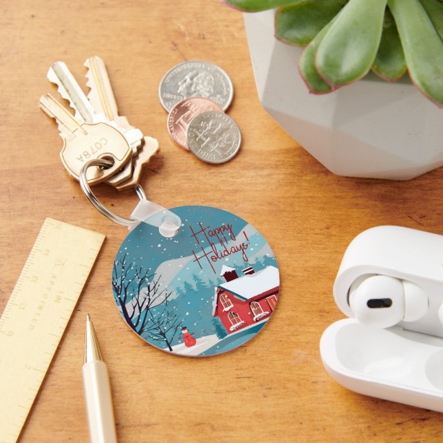 Llavero Elegante Círculo de Vacaciones Felices de la Nevad (Escritorio )
