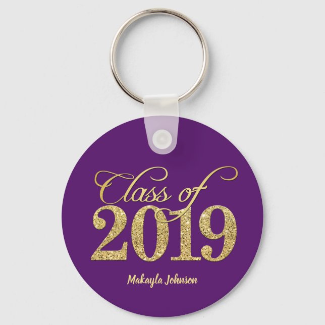 Llavero Elegante Clase Purpurina Purple & Gold de 2019 (Anverso)