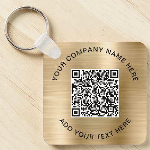 Llavero Elegante Código QR Promocional Oro