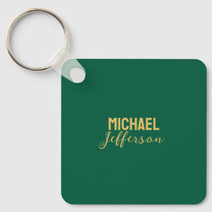 Llavero Elegante color verde dorado nombre minimalista mod