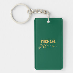 Llavero Elegante color verde dorado nombre minimalista mod