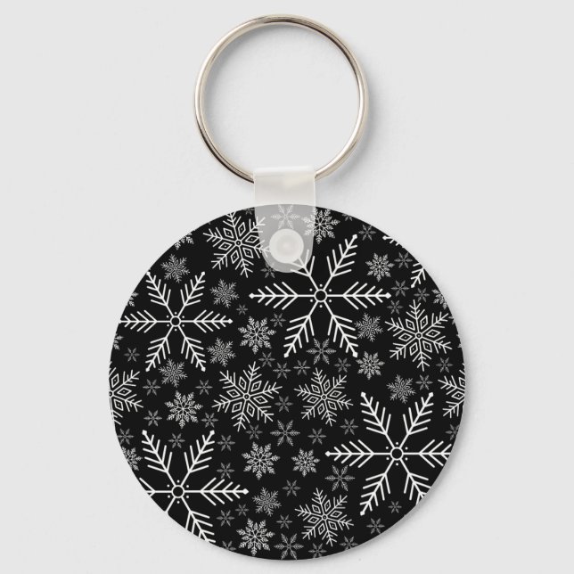Llavero Elegante copo de nieve blanco de Aqua negro (Anverso)