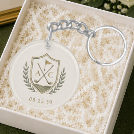Llavero Elegante Cresta de Golf de Boda con Monograma