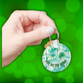 Llavero Elegante Dandelion Monograma Verde y Blanco |