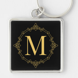 Llavero Elegante Decorado Golden RF Monogramado