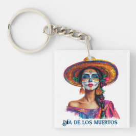 Llavero Elegante Día de la Muerta del Cráneo de Azúcar Lad