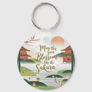 Llavero Elegante diseño de jardines japoneses - Flores de