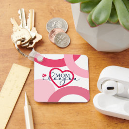 Llavero Elegante diseño Texto Mamá te amo con corazón