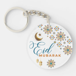 Llavero Elegante Eid Mubarak Caligrafía Luna Estrellas