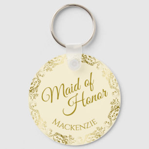 Llavero Elegante encaje dorado en una doncella de honor cr