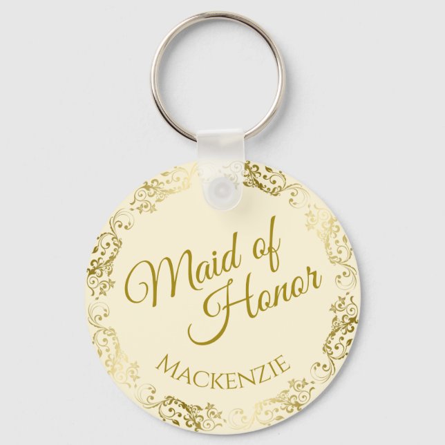 Llavero Elegante encaje dorado en una doncella de honor cr (Anverso)