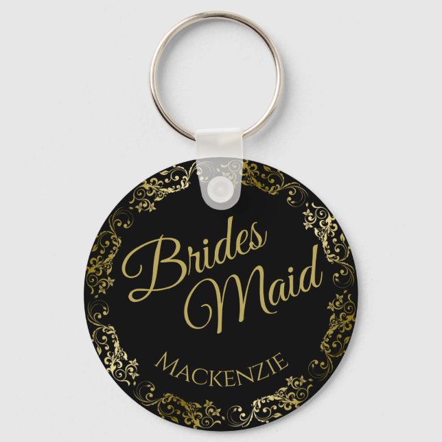 Llavero Elegante encaje dorado sobre Boda de la dama de ho (Anverso)