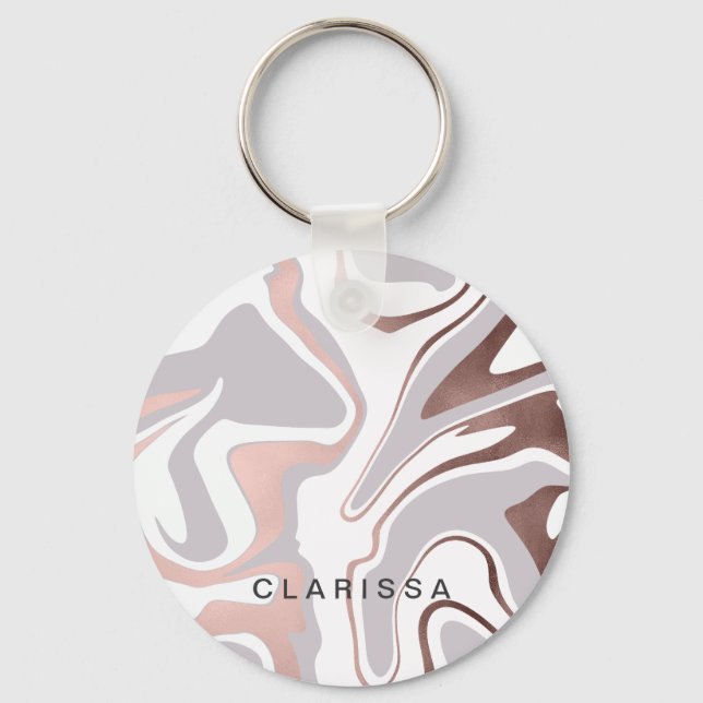 Llavero Elegante estilo moderno de mármol rosa de oro (Anverso)