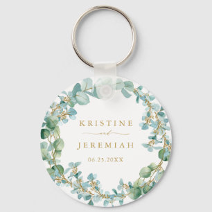 Llavero Elegante Eucalipto Greenery Wreath Gold Boda