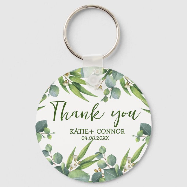Llavero Elegante Eucalyptus Greenery Favor Gracias (Anverso)
