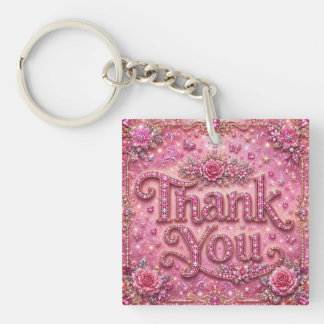 Llavero Elegante Femenina Rosa Rosada Brillante Gracias